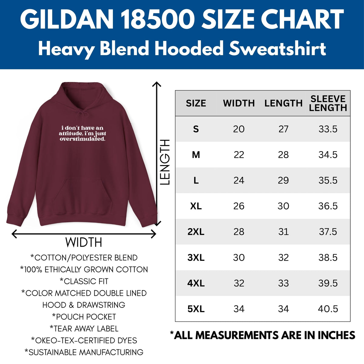 unhinged-attitude-overstimulated-hoodie-neurodivergent-unisex-hooded-sweatshirt-size-chart