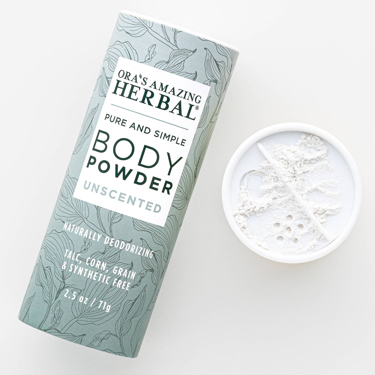 Unscented Body Powder White Background 2.5oz Texture
