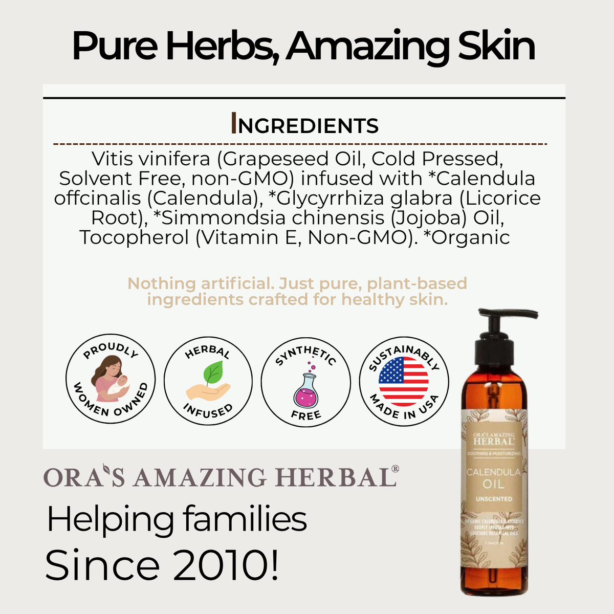 Unscented Calendula Oil 7.5oz Informative Ingredient Tile