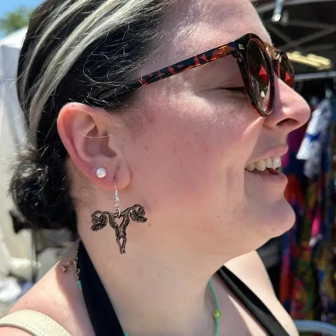 Uterus Wooden Dangle Earrings - - Cate&