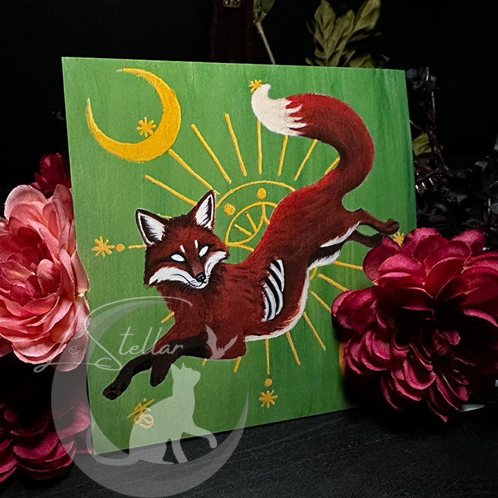 Virgo Fox Zodiac Print with Celestial Accents, Zodiac series