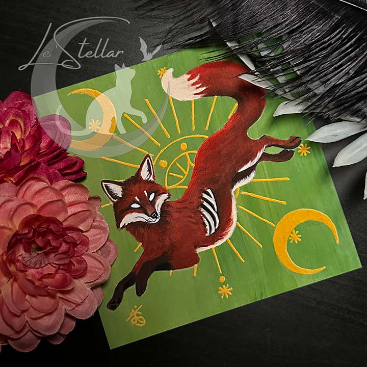 Virgo Fox Zodiac Print with Celestial Accents, Zodiac series
