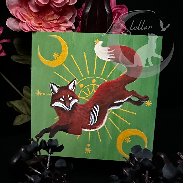 Virgo Fox Zodiac Print with Celestial Accents, Zodiac series