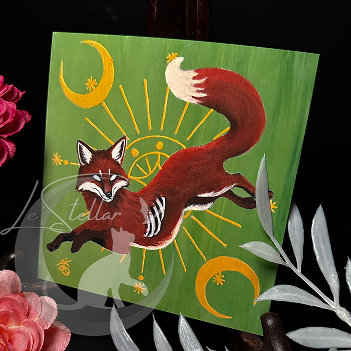 Virgo Fox Zodiac Print with Celestial Accents, Zodiac series