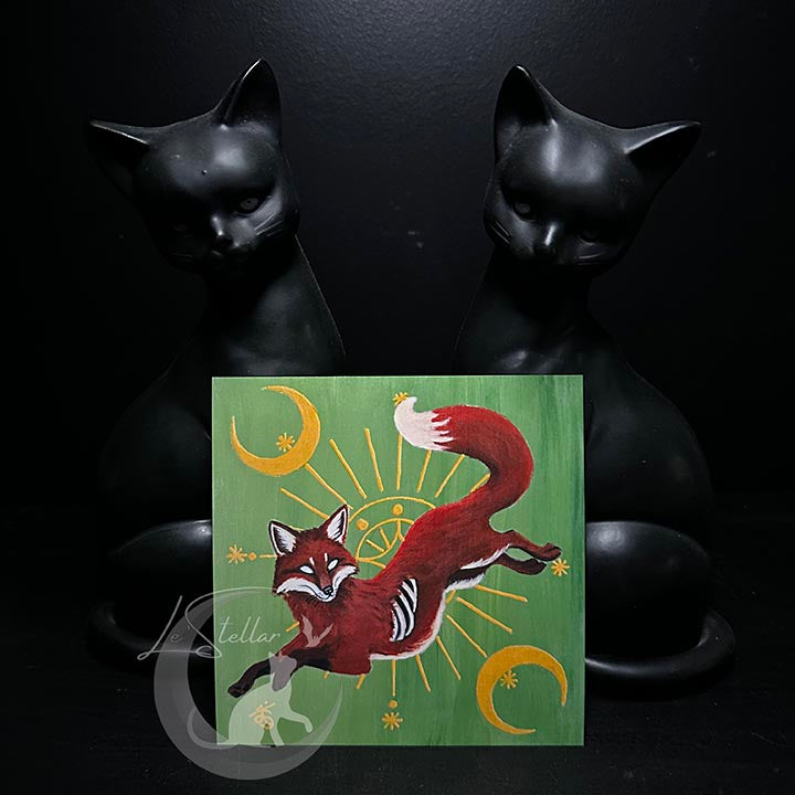 Virgo Fox Zodiac Print with Celestial Accents, Zodiac series