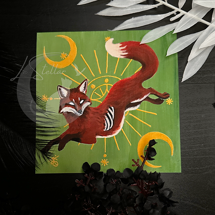 Virgo Fox Zodiac Print with Celestial Accents, Zodiac series