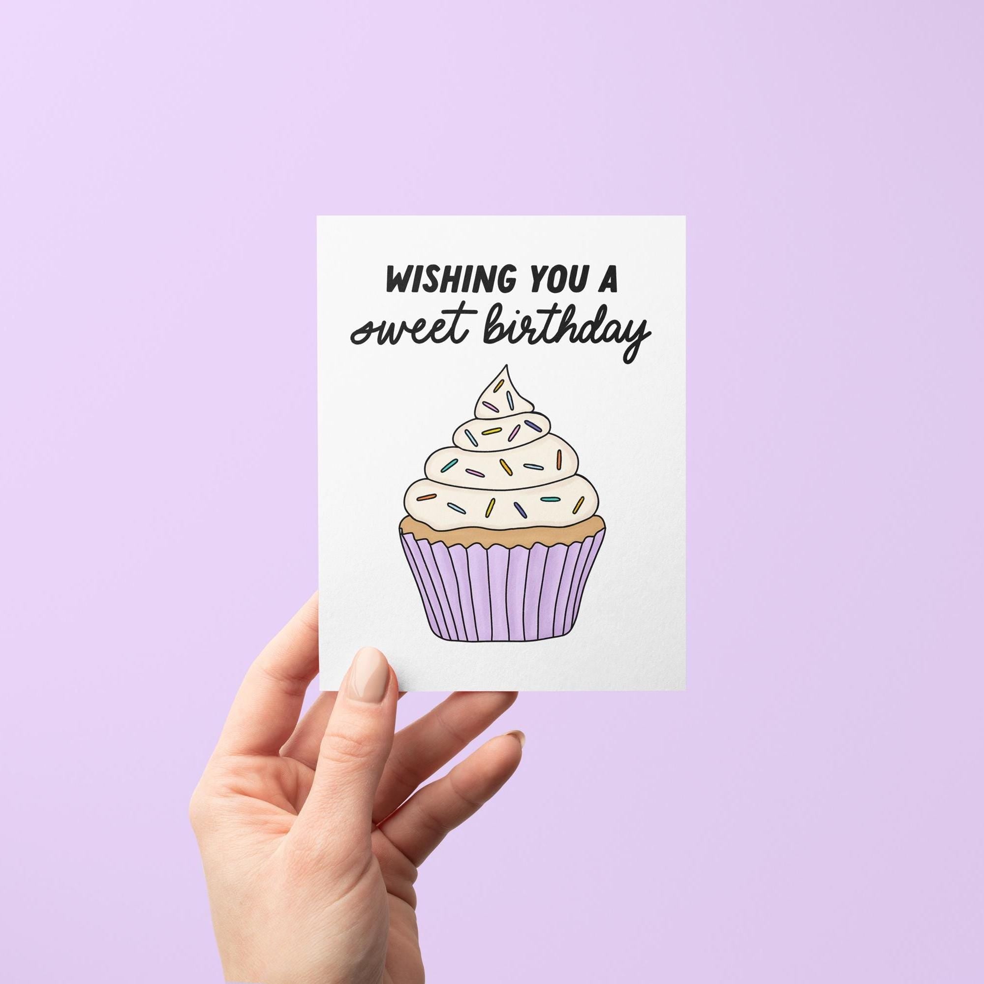 Wishing you a sweet birthday greeting card - MangoIllustrated - Greeting Cards