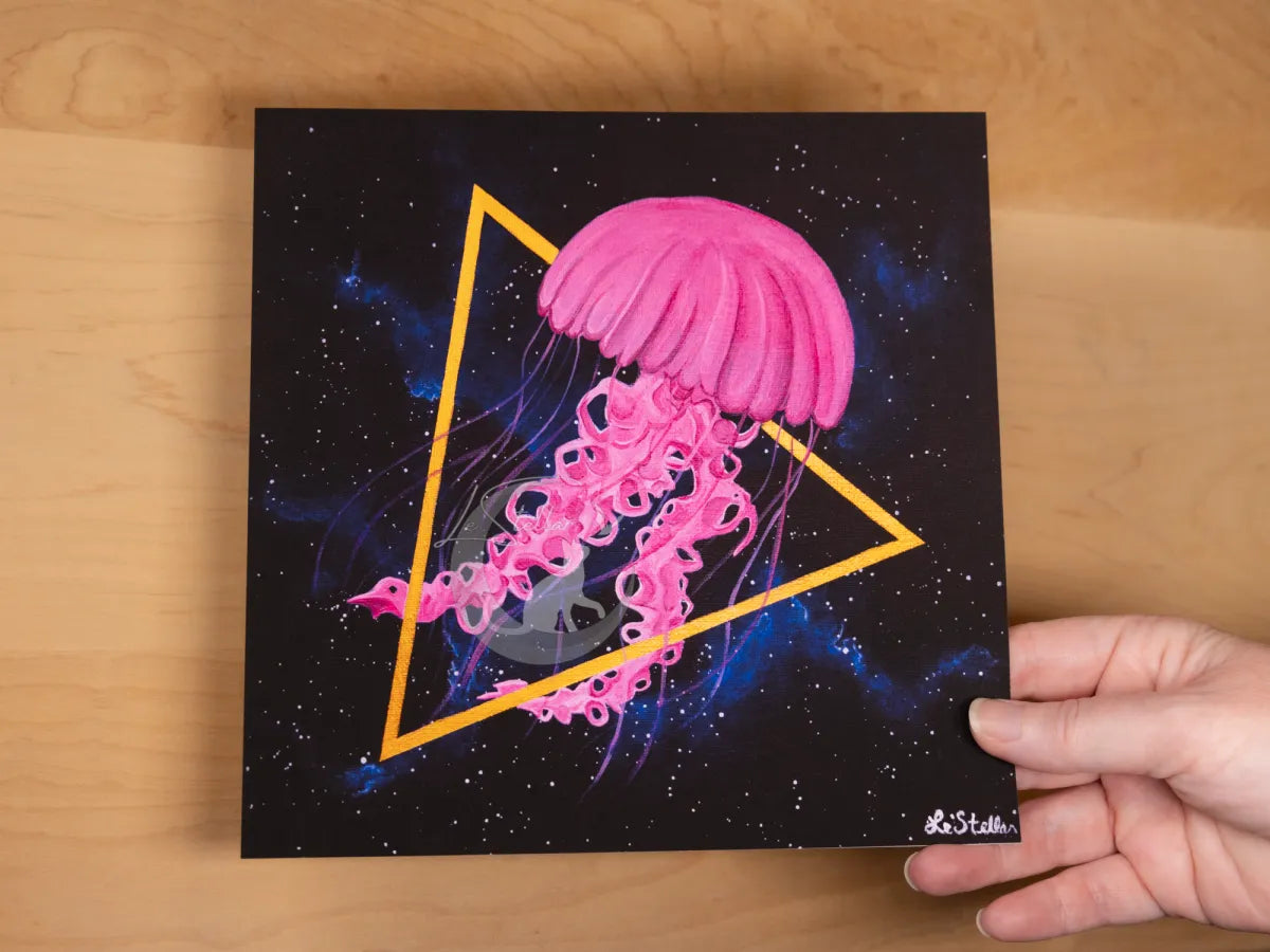 Jellyfish in Space Acrylic Painting: Surreal Sea Nettle Artwork