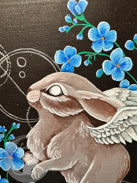 Fantasy Angel Bunny Painting Print, Celestial Rabbit
