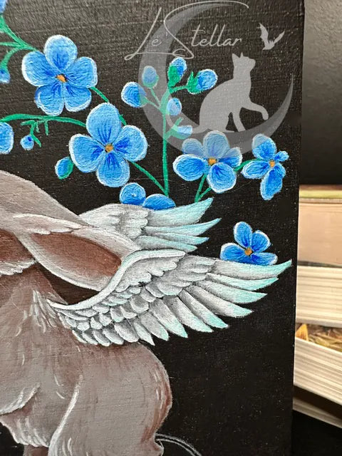 Fantasy Angel Bunny Painting Print, Celestial Rabbit