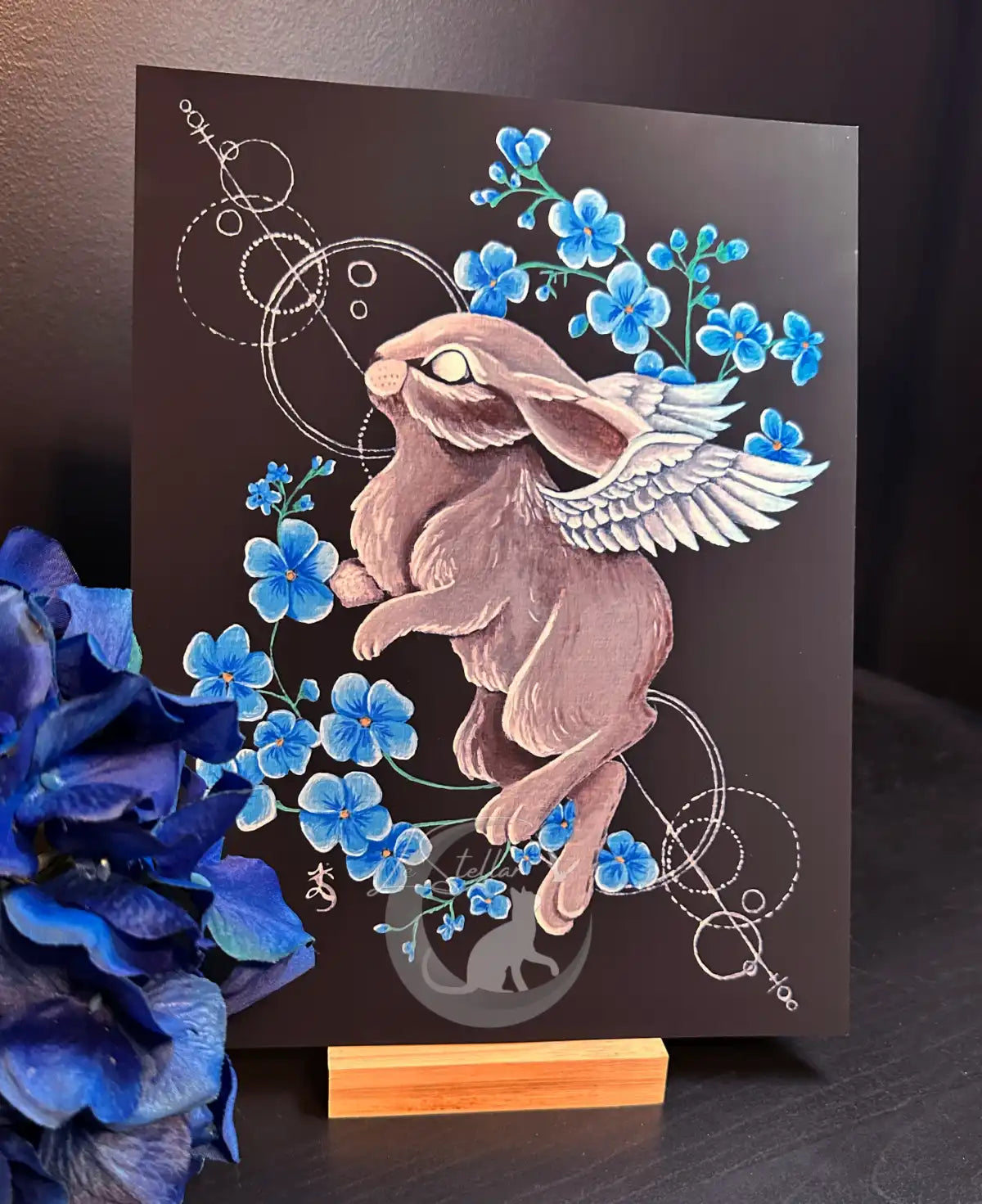 Fantasy Angel Bunny Painting Print, Celestial Rabbit