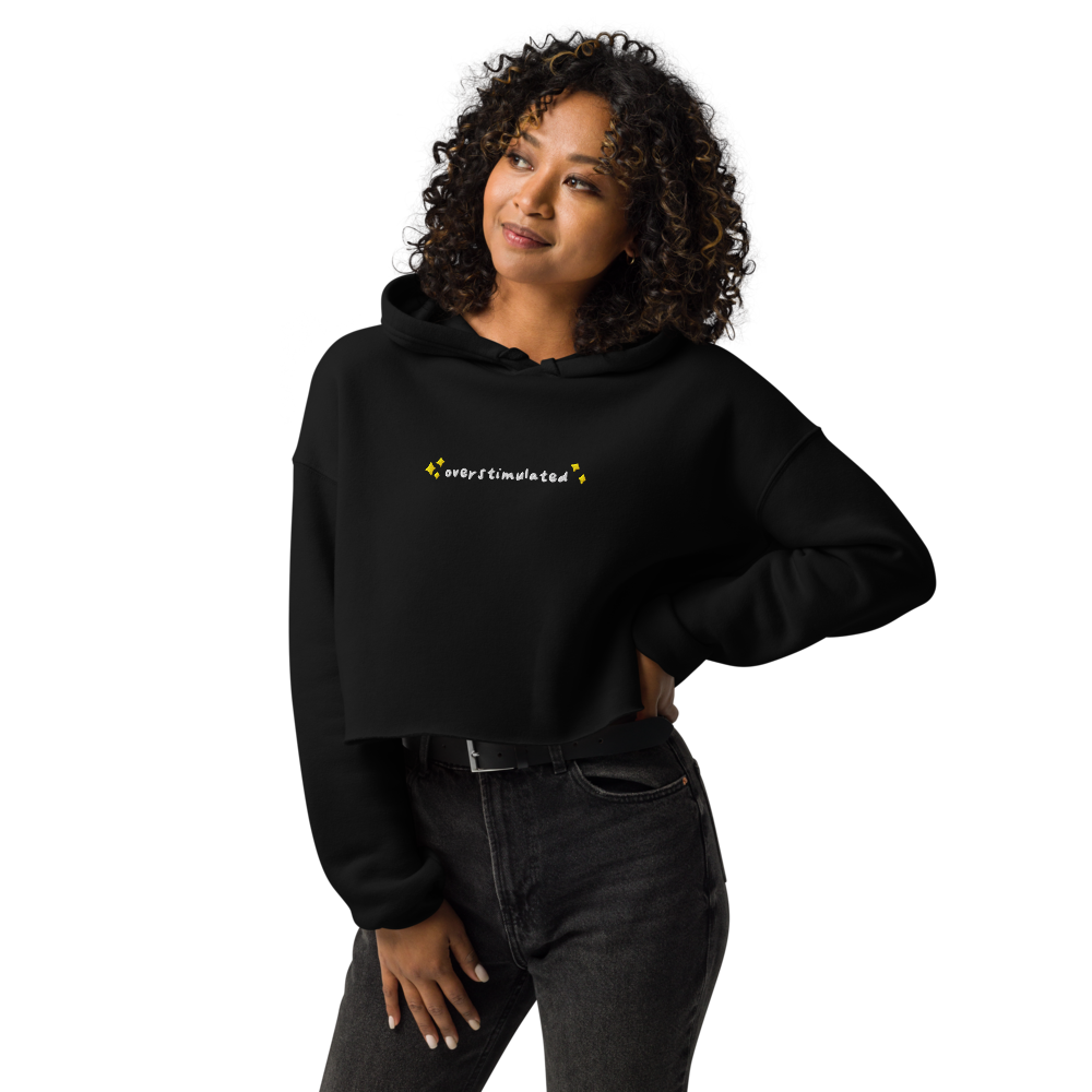 Overstimulated Embroidered Crop Hoodie