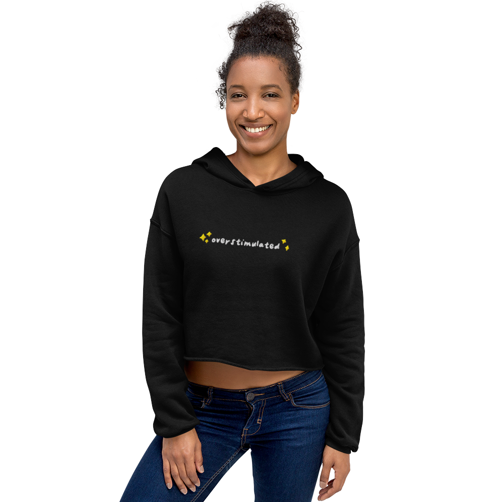 Overstimulated Embroidered Crop Hoodie