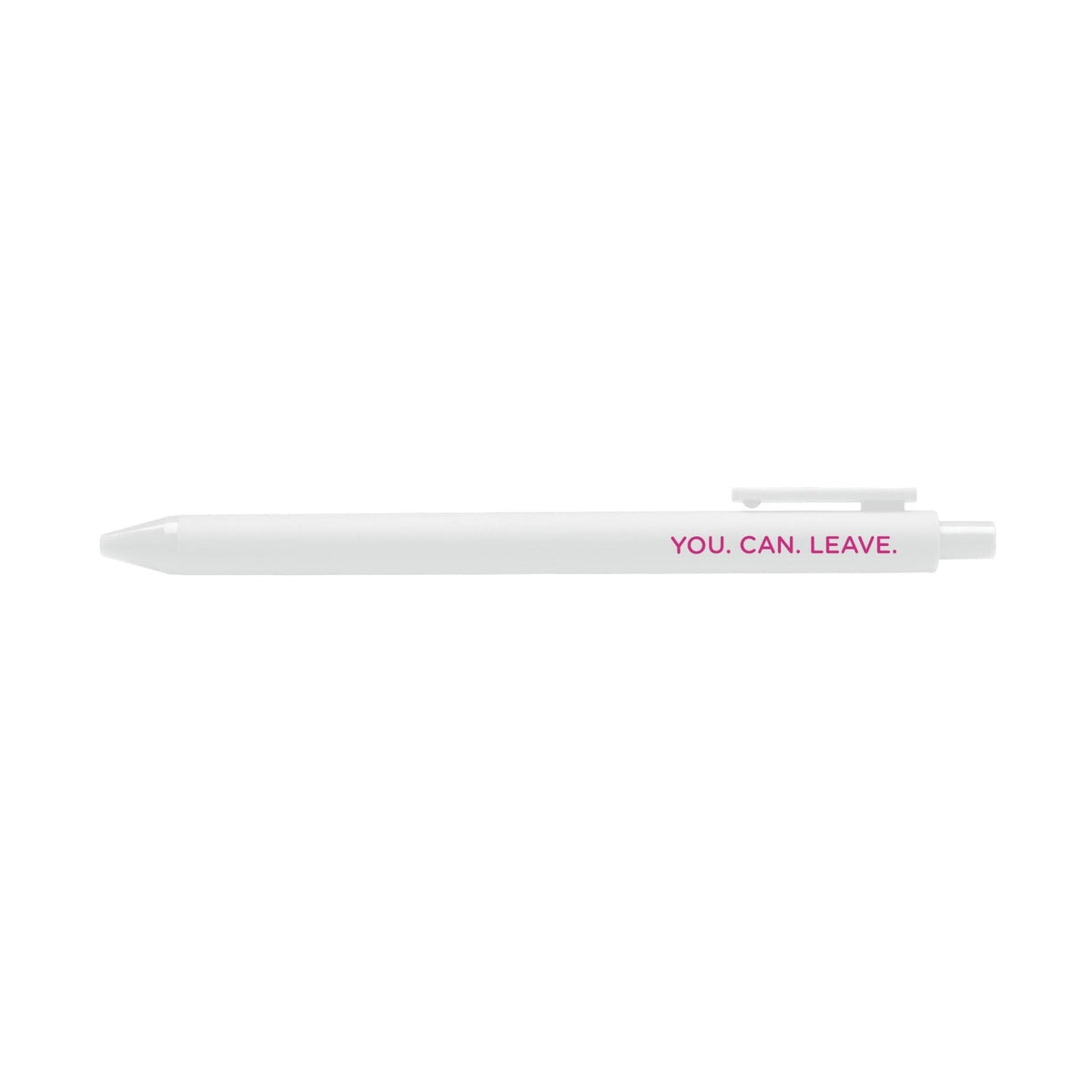 You can leave pen — white barrel gel pen printed with You. Can. Leave., 0.5mm fine point, by MangoIllustrated