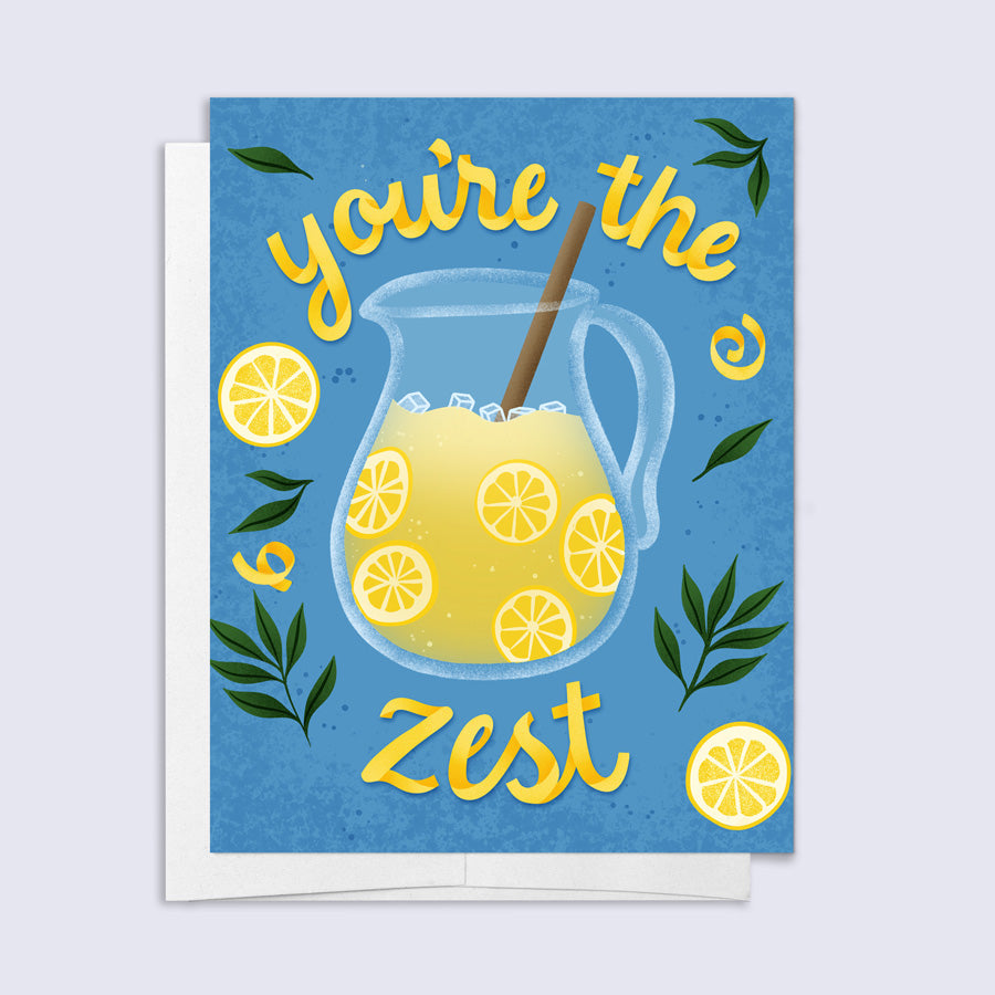 Greeting card with lemonade pitcher and text &