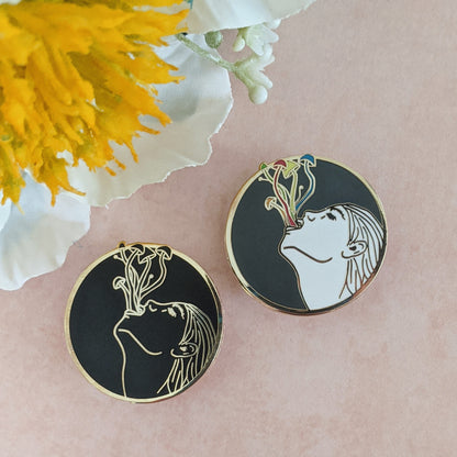 What Grows Inside hard enamel pin (full color version)