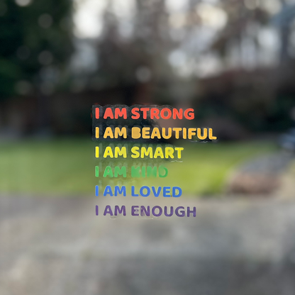 I AM STRONG - Motivational Mirror Cling Reusable Window Decal