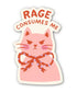 Sticker of a pink cat with a bow and &