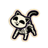 Sticker of a skeleton cat with a beige border on a white background