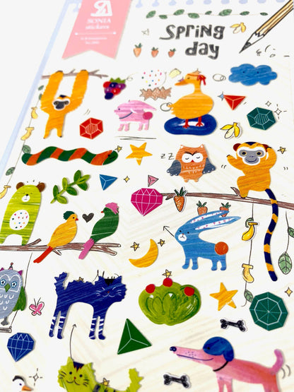 Spring Day Animal Sticker Sheet