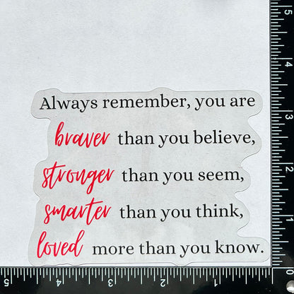 Always remember - Motivational Mirror Cling Reusable Window Decal