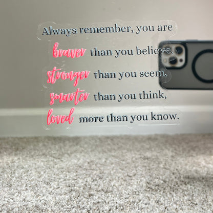 Always remember - Motivational Mirror Cling Reusable Window Decal