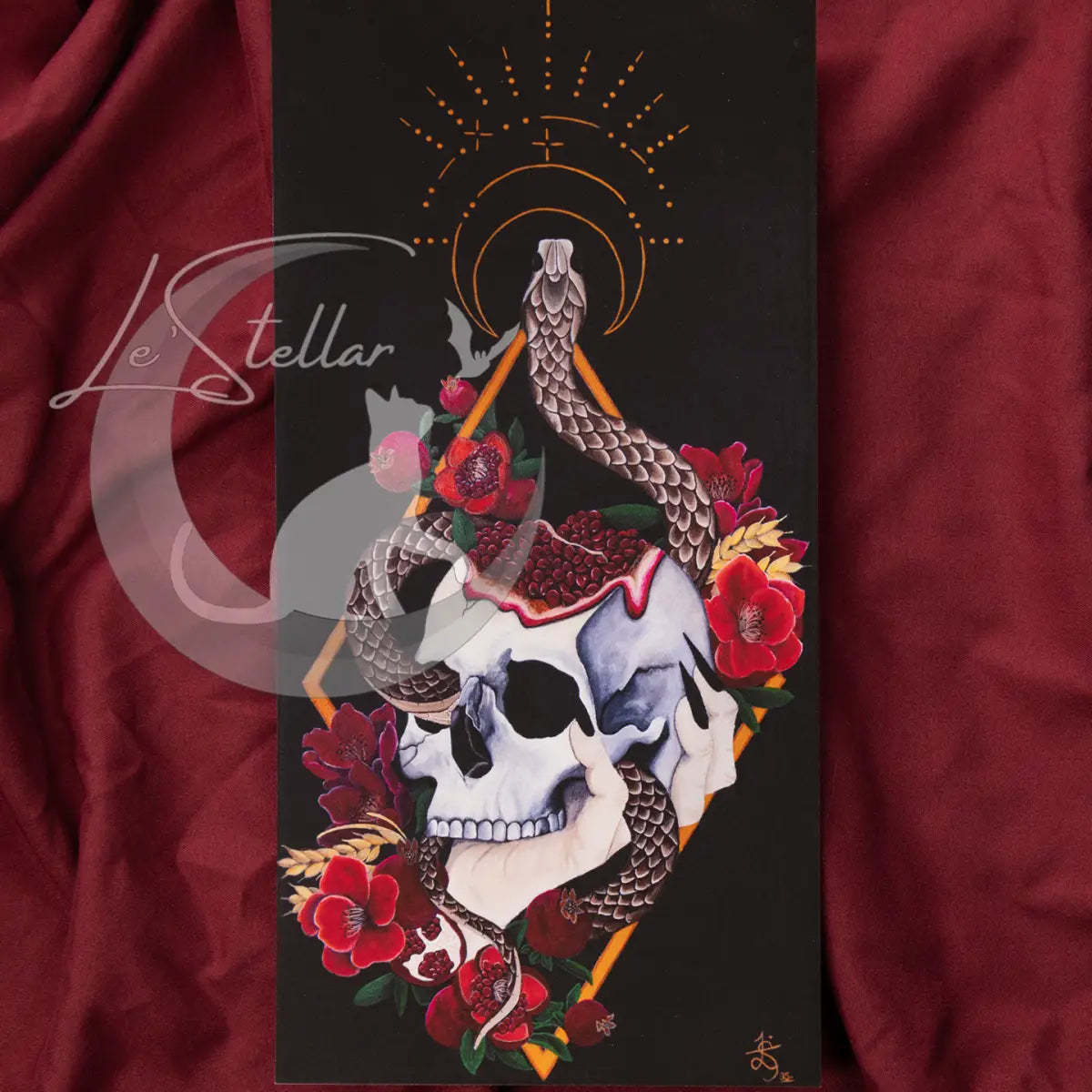 Persephone Art Print: Gothic Snake Skull Pomegranate Wall Decor