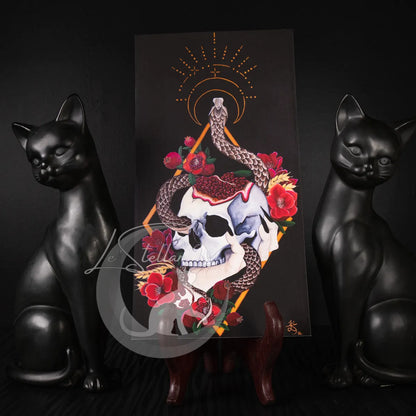 Persephone Art Print: Gothic Snake Skull Pomegranate Wall Decor