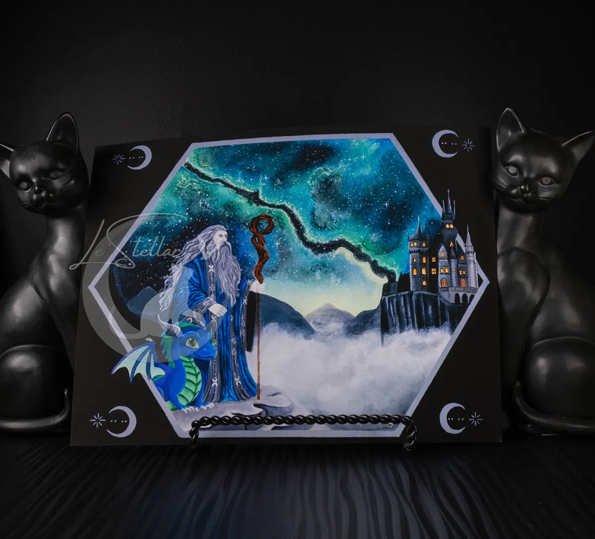 Whimsical Wizard Artwork, Original Dark Fantasy Painting