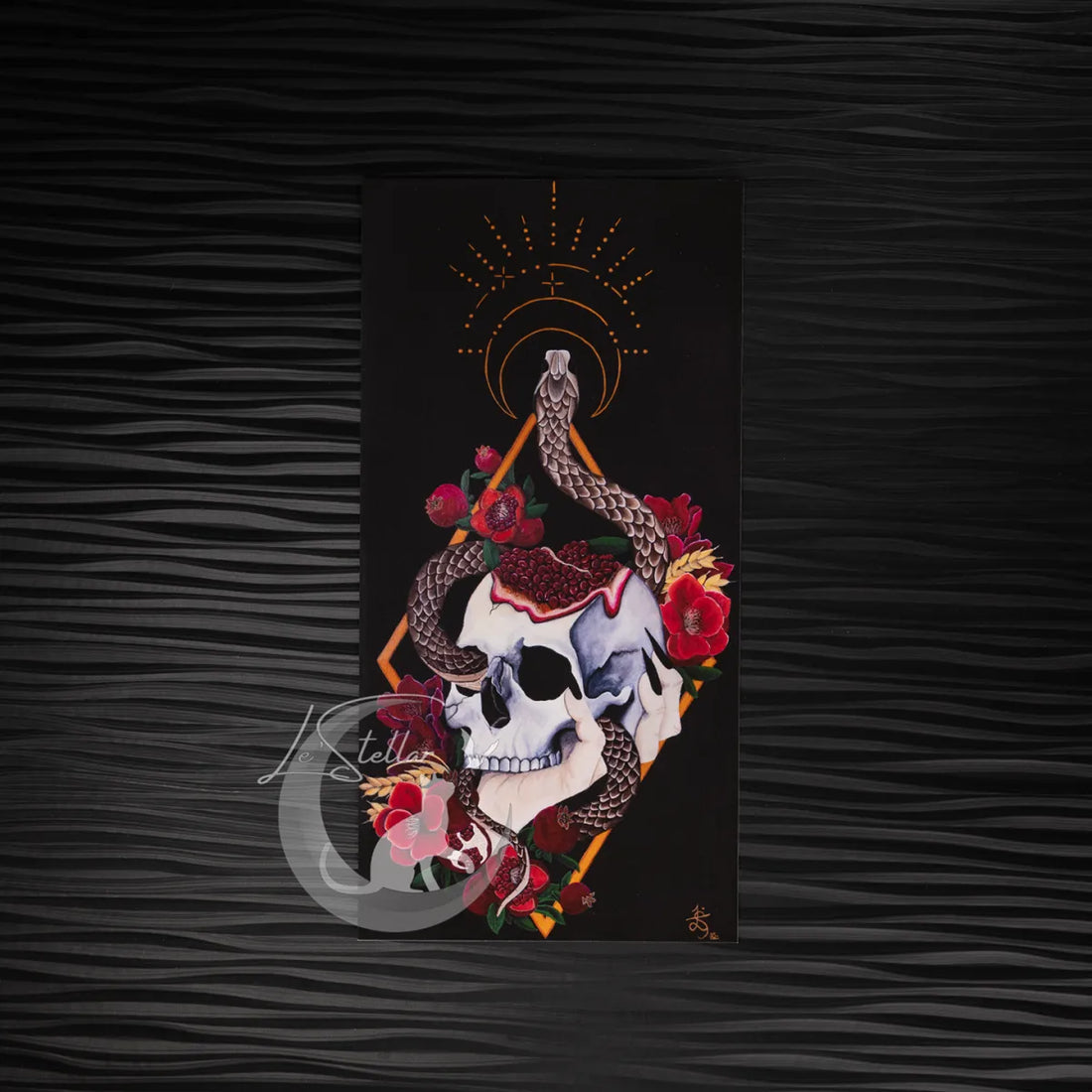 Persephone Art Print: Gothic Snake Skull Pomegranate Wall Decor