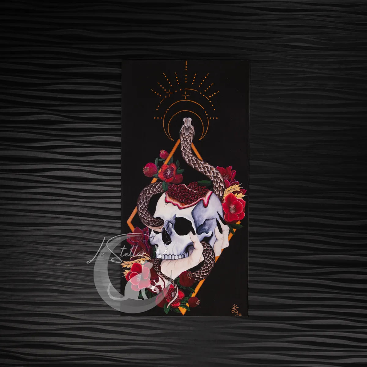 Persephone Art Print: Gothic Snake Skull Pomegranate Wall Decor