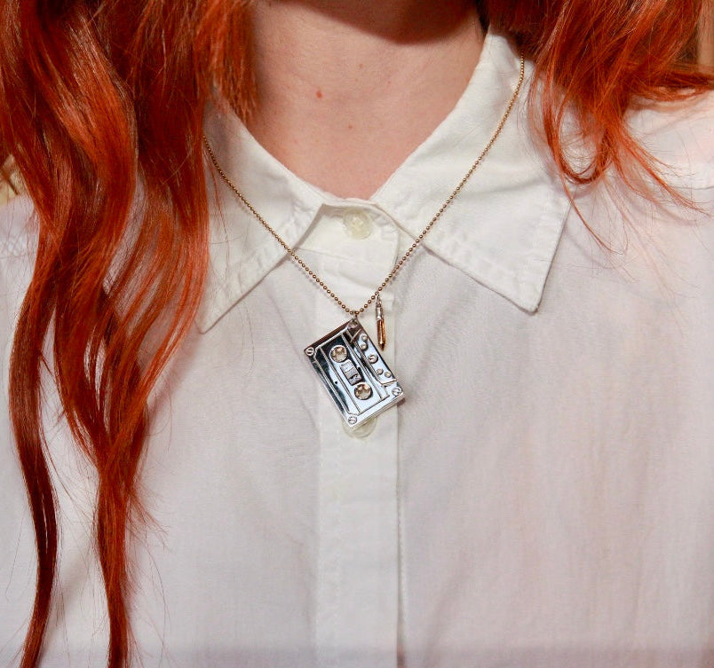 Tape Cassette and Pencil Pendant Set