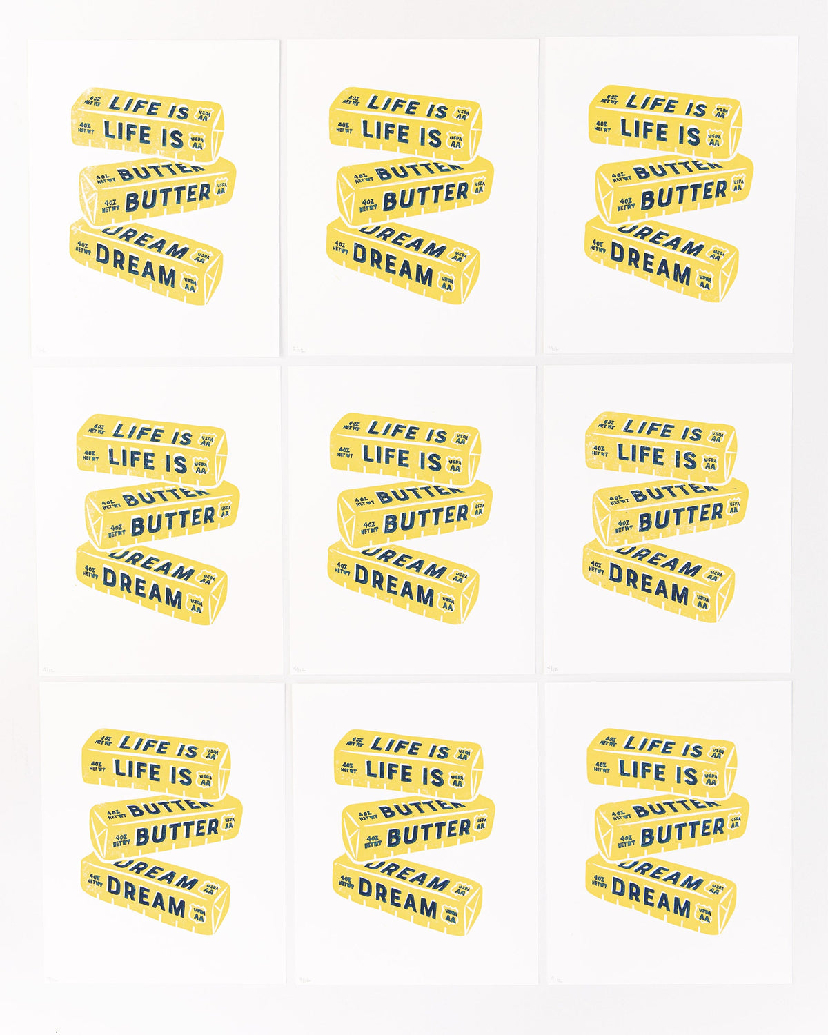 *ORIGINAL* Life is Butter Dream Linocut Block Print