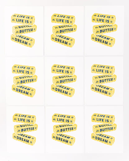 *ORIGINAL* Life is Butter Dream Linocut Block Print