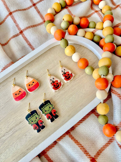 Cute Halloween Earrings | Candy Corn, Frankenstein &amp; Ghost Clay Earrings