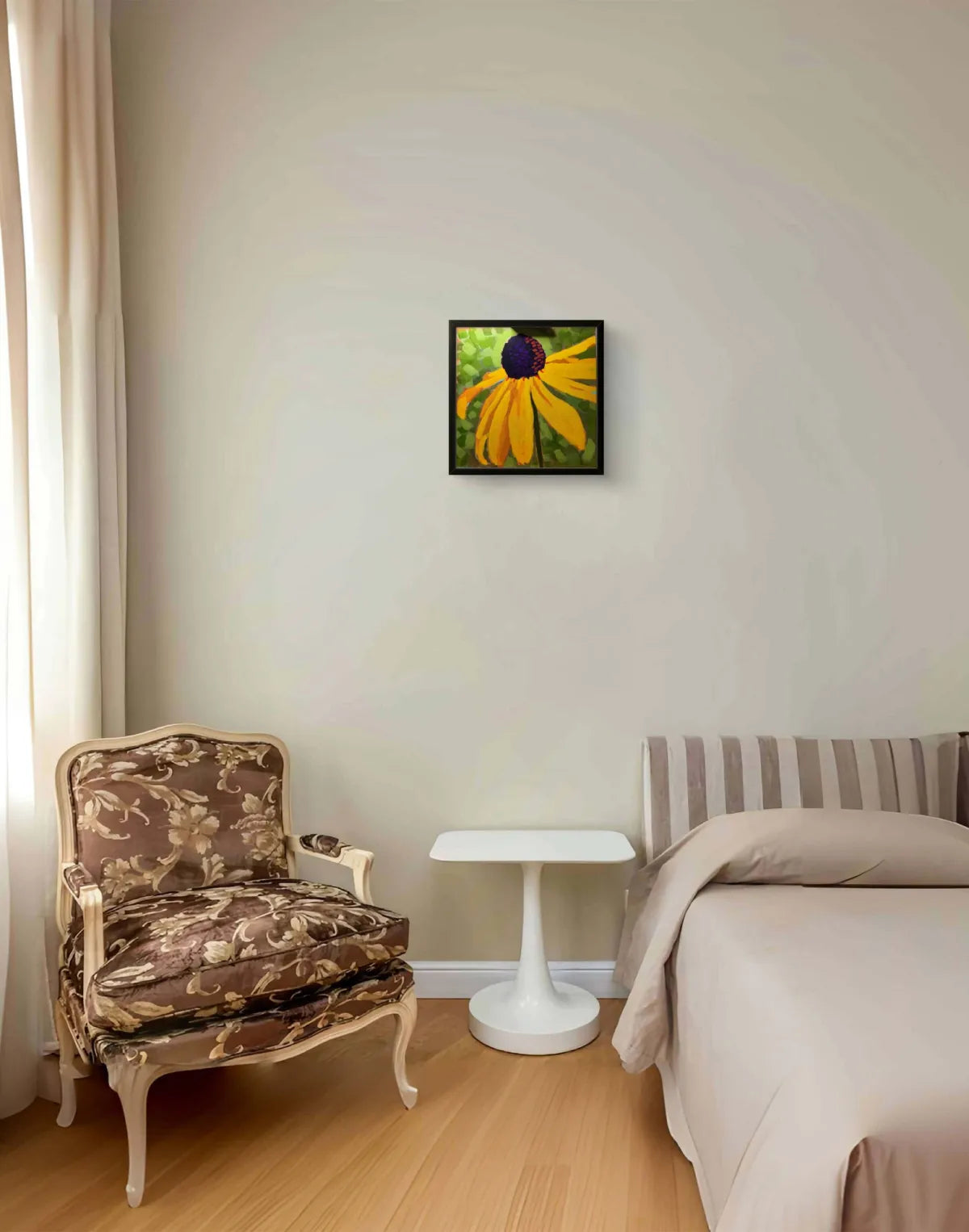 Black-eyed Susan acrylic painting 12x12 framed