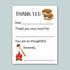 The image is a printed card with a message and a graphic of a campfire and marshmallows. The card has a blank space for the recipient&