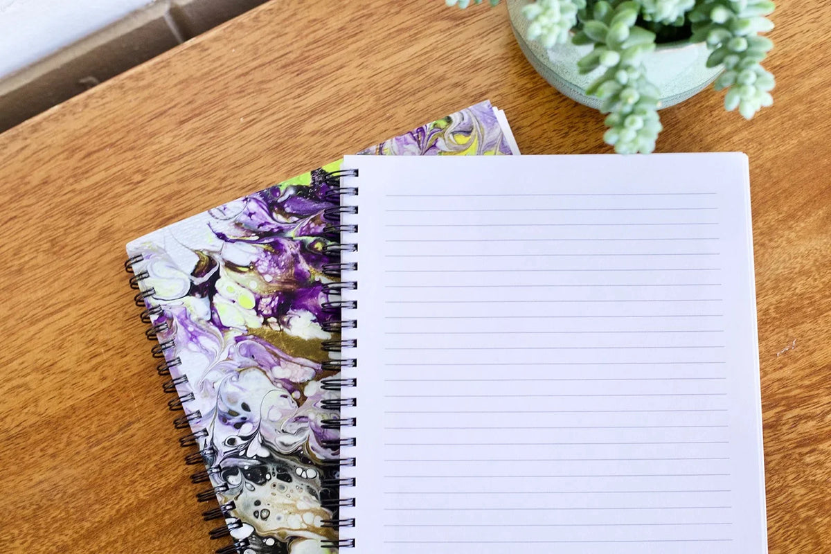 Purple, Yellow and Gold Softcover Spiral Sketchbook -  7 inch x 9 inch