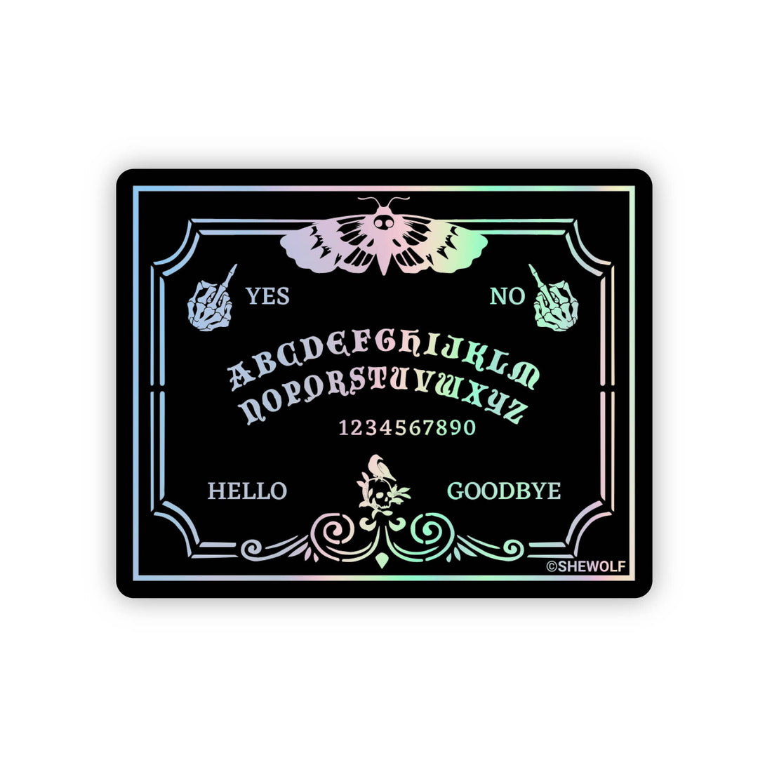 Ouija Holographic Sticker | Witchy Raven Vinyl Decal