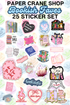 Collection of book-themed stickers with colorful designs on a light background
