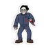 A die-cut vinyl sticker featuring a cartoon illustration of a man in a blue blood-splattered jumpsuit holding a knife, shown on a plain white background.