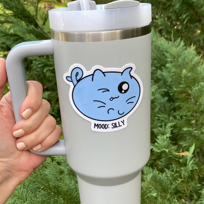Silly Cat Mood Sticker | Cute Funny Cat Vinyl Sticker