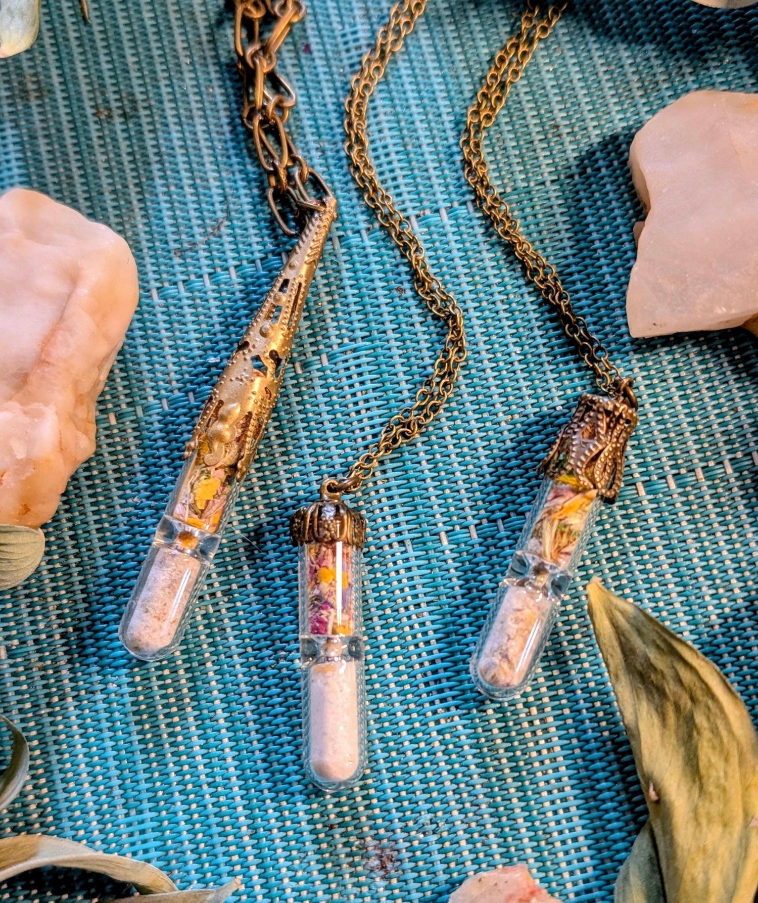 Unique Handcrafted Large Medicine Woman Floral Necklace with Quartz and Colorado Wildflowers (Copy)