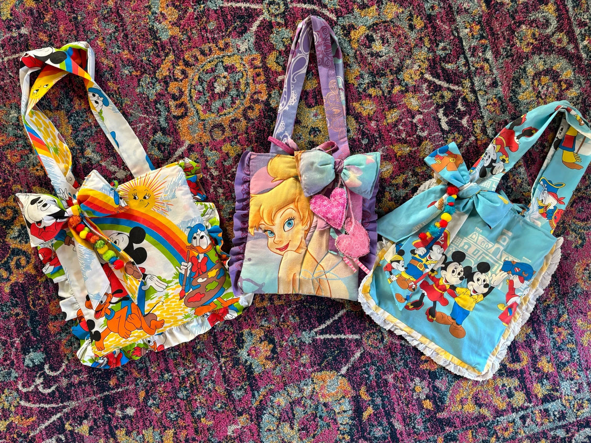 Upcycled Rainbow &amp; Sunshine Mickey Mouse Tote Bag