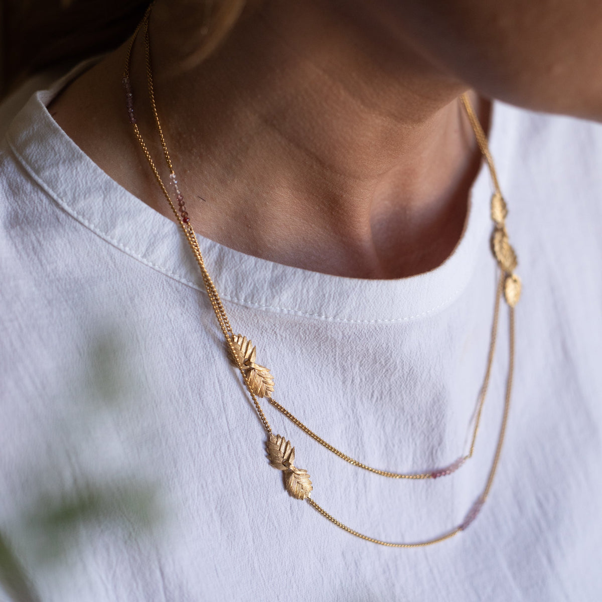Bromelia Gold Linked &amp; Spinel Necklace