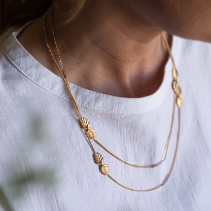 Bromelia Gold Linked &amp; Spinel Necklace