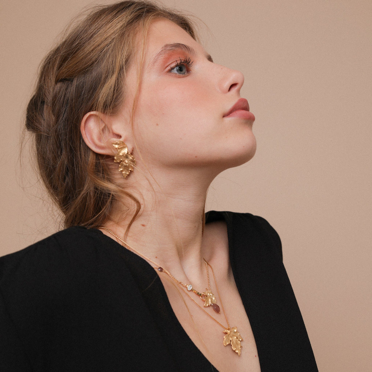 Vine Leaf Gold Earrings