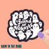 Sticker with cartoon ghosts and text &