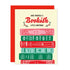 A Christmas greeting card with a red envelope, featuring the text &