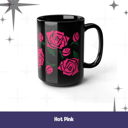 Black Ceramic Floral Rose Mug – Hidden Message Feminist Resist Coffee Mug Adult Language